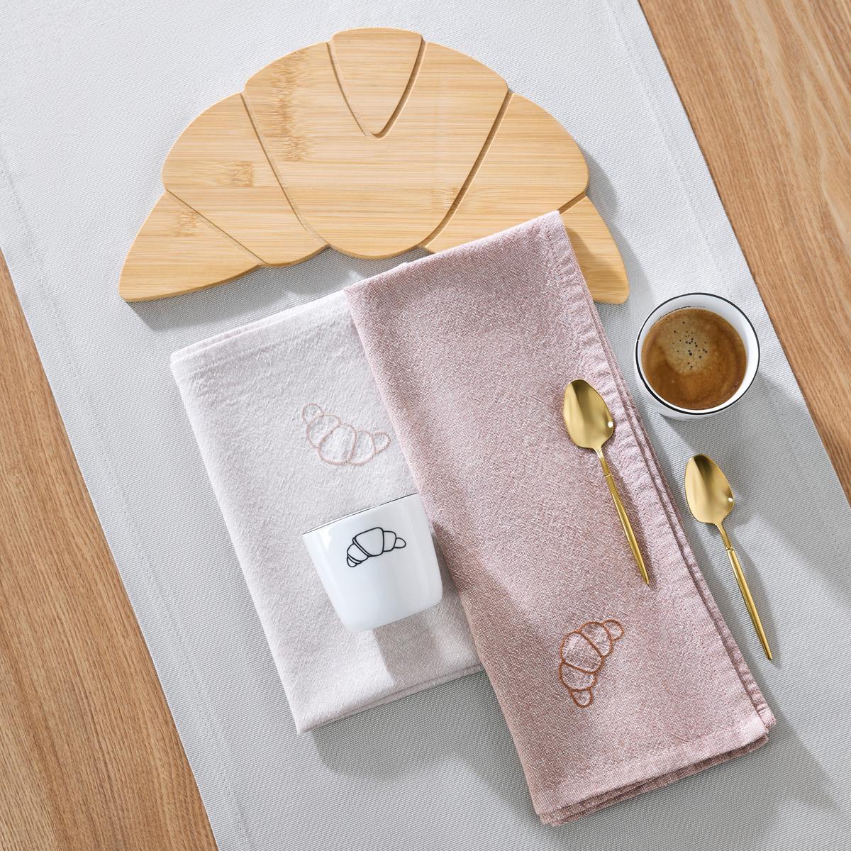 Geschirrtuch-Set Mette Braun/Beige, 2-teilig - Beige/Braun, Textil (50/70cm) - Mömax