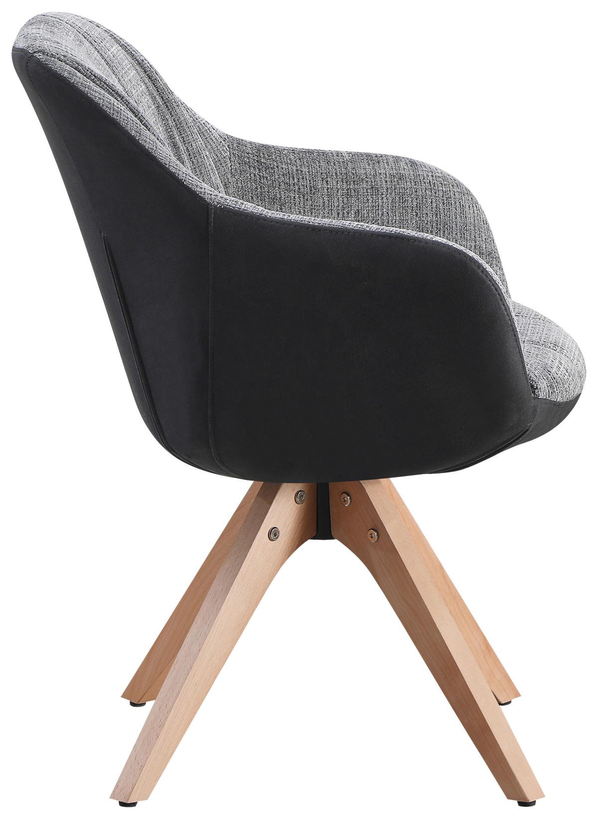 Armlehnstuhl Relax Grau/Buchefarben - Dunkelgrau/Buchefarben, MODERN, Holz/Textil (60/84/61cm) - Mömax