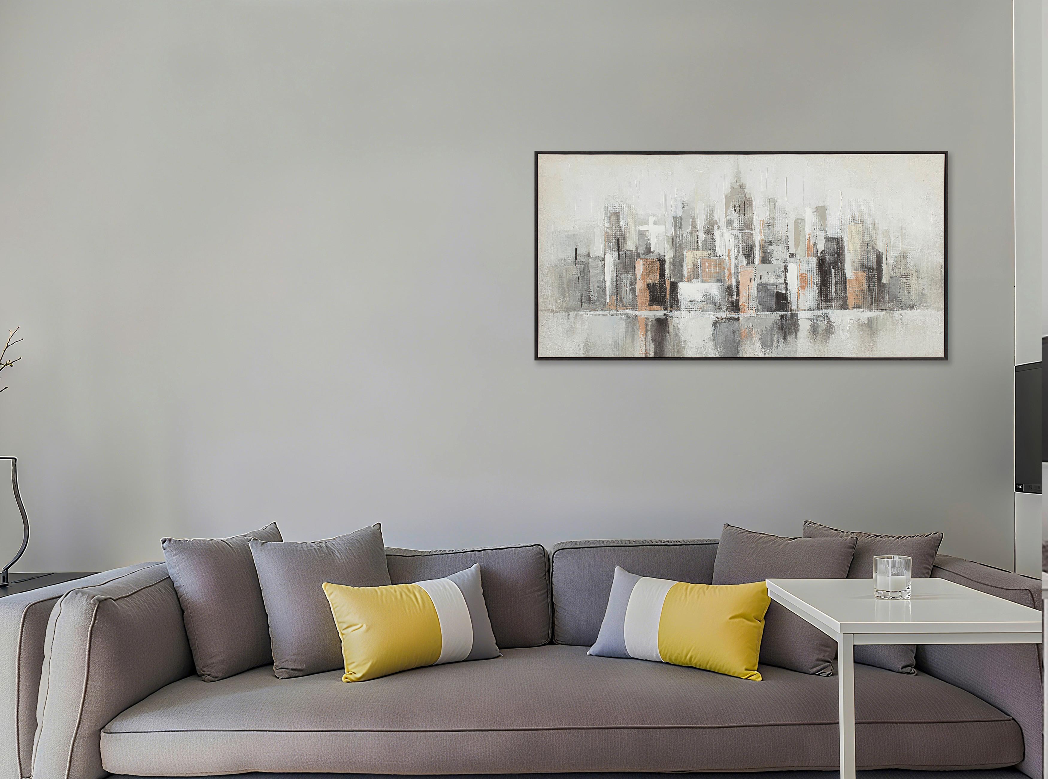 Tablou cu ramă City Blur cca. 122x62 cm - multicolor/maro închis, Modern, plastic/textil (122,6/62,6cm) - Mömax