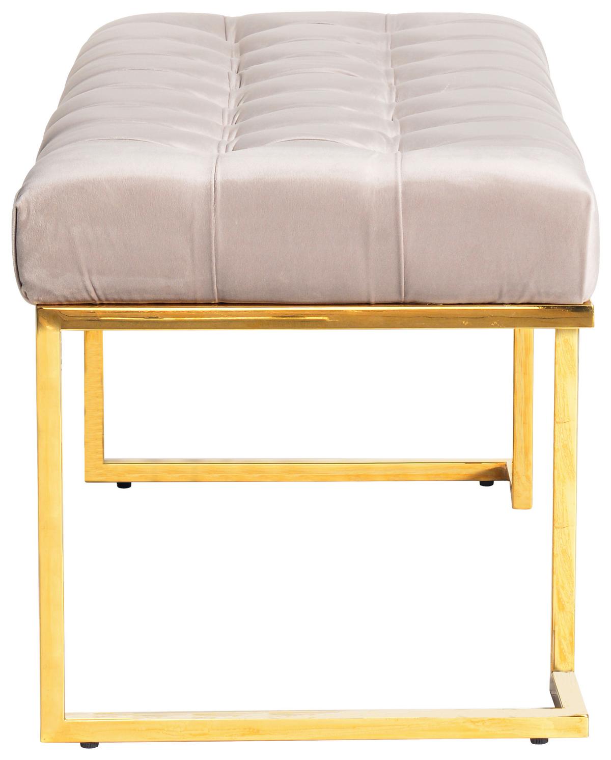 Hockerbank Parity Taupe Samt - Taupe/Goldfarben, Design, Kunststoff/Metall (47/48/100cm) - Kayoom