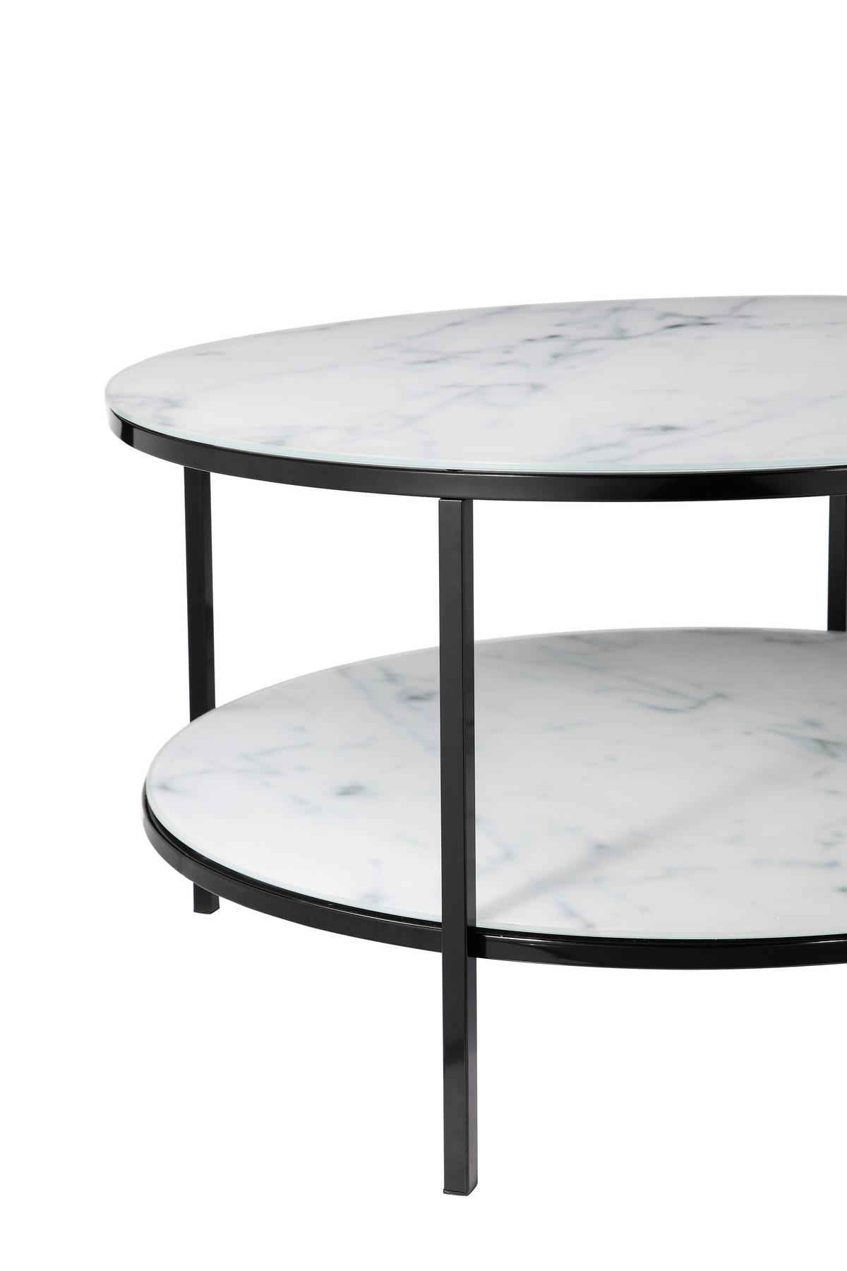 Klubska Miza Marble, Bela, Črna - črna/bela, Design, kovina/steklo (80/45cm) - Livetastic