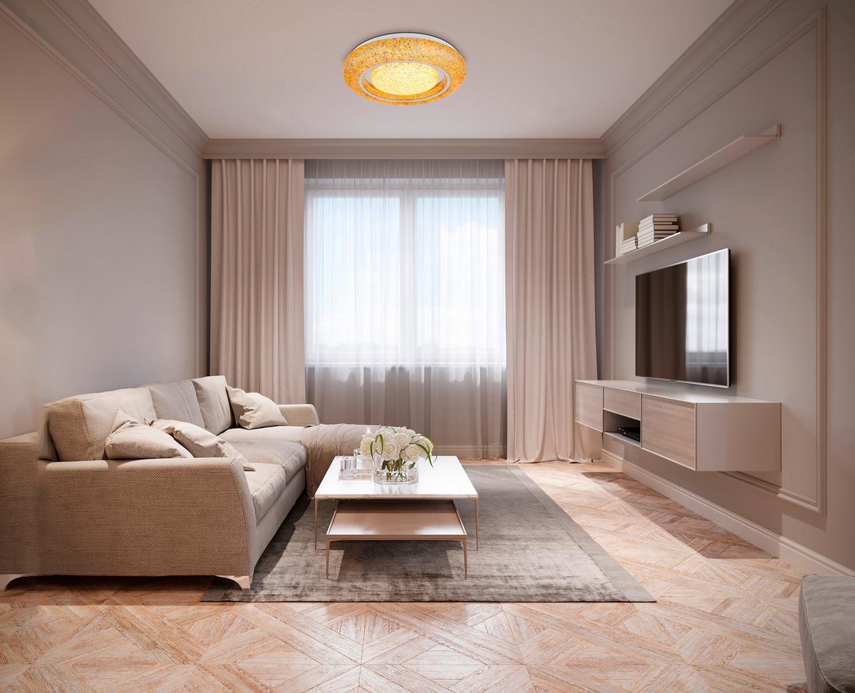 LED-DECKENLEUCHTE 483111-24B RADA - clair/couleur chromée, Basics, métal/matière synthétique (38/7,5cm) - Globo