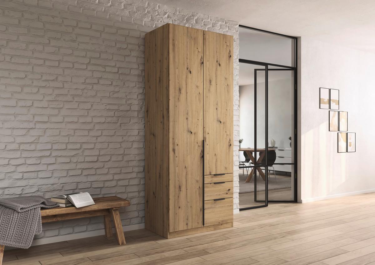 Ormar S Klasičnim Vratima Alabama - siva/hrast Artisan, Moderno, drvni materijal/metal (91/229/54cm) - Modern Living