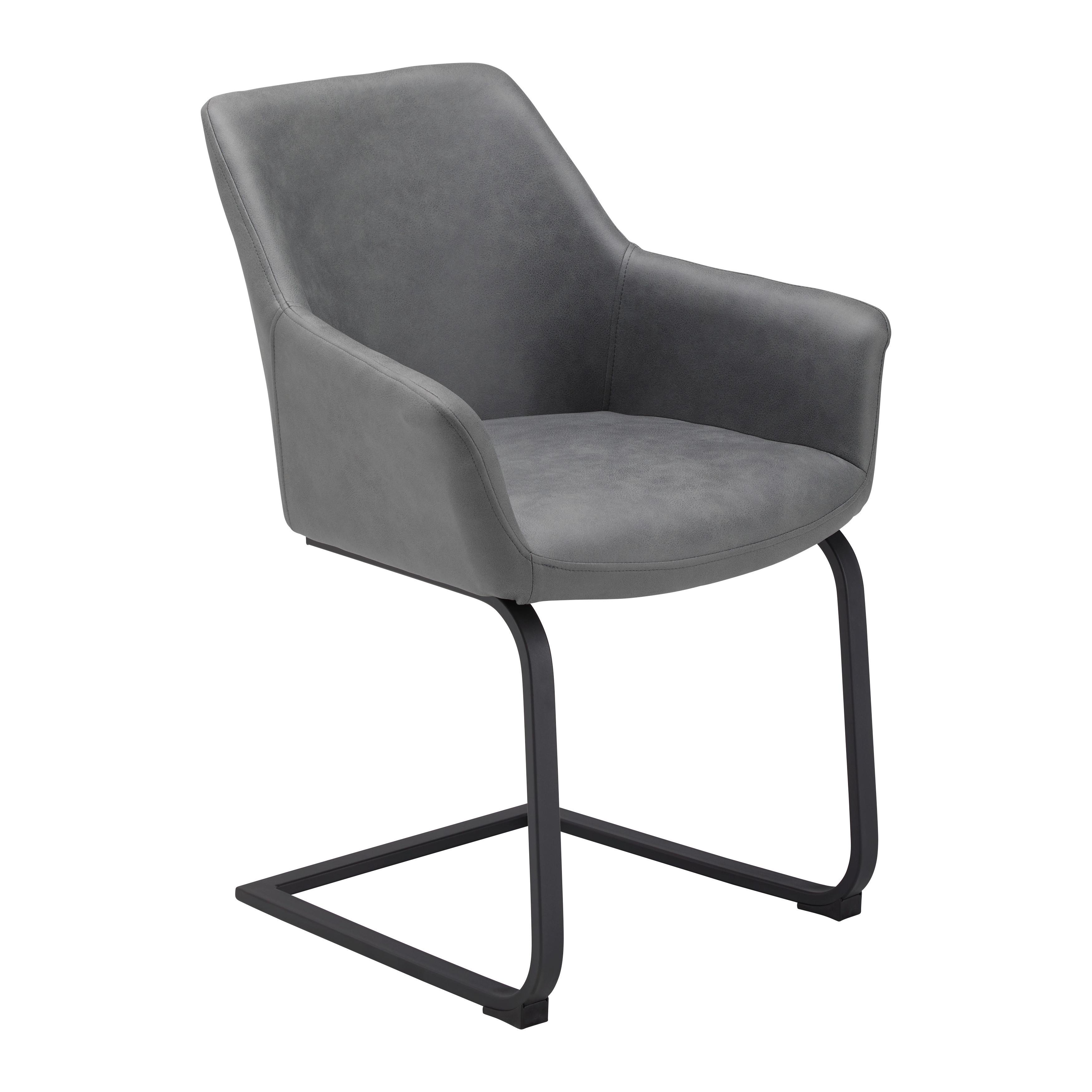 Schwingstuhl Pria Dunkelgrau Mikrofaser Gepolstert - Dunkelgrau/Schwarz, MODERN, Holz/Textil (61/85/62cm) - Bessagi Home