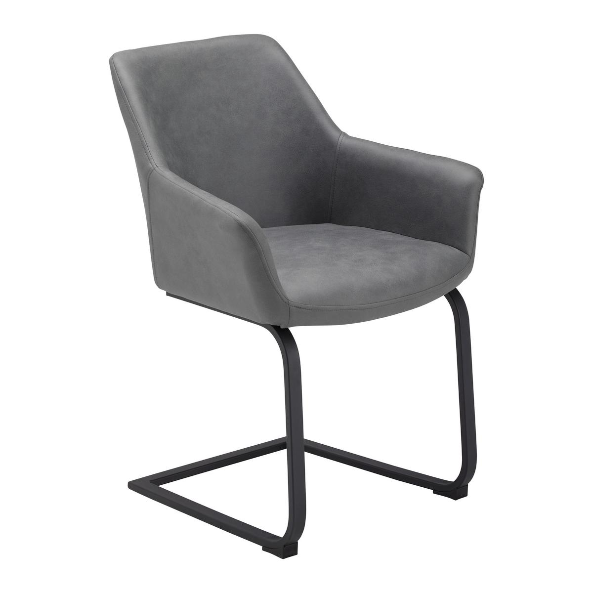 Schwingstuhl Pria Dunkelgrau Mikrofaser Gepolstert - Dunkelgrau/Schwarz, MODERN, Holz/Textil (61/85/62cm) - Bessagi Home