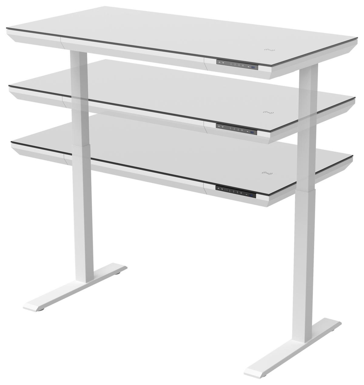Schreibtisch Harry Weiss - Weiss, Modern, Holzwerkstoff/Kunststoff (120/72-120/60cm) - Mömax