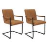 Armlehnstuhl-Set Damian ca. 52x88 cm 2er-Set Cognac - Cognac/Schwarz, LIFESTYLE, Textil/Metall (52cm) - MID.YOU