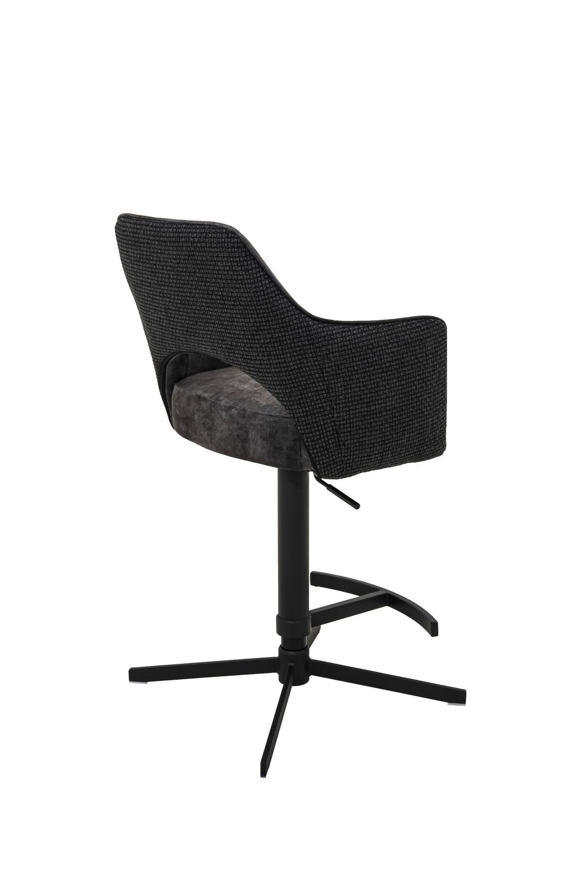 Barhocker Valletta Anthrazit/Schwarz - Anthrazit/Schwarz, KONVENTIONELL, Textil/Metall (57/92-119/52cm) - Premium Living