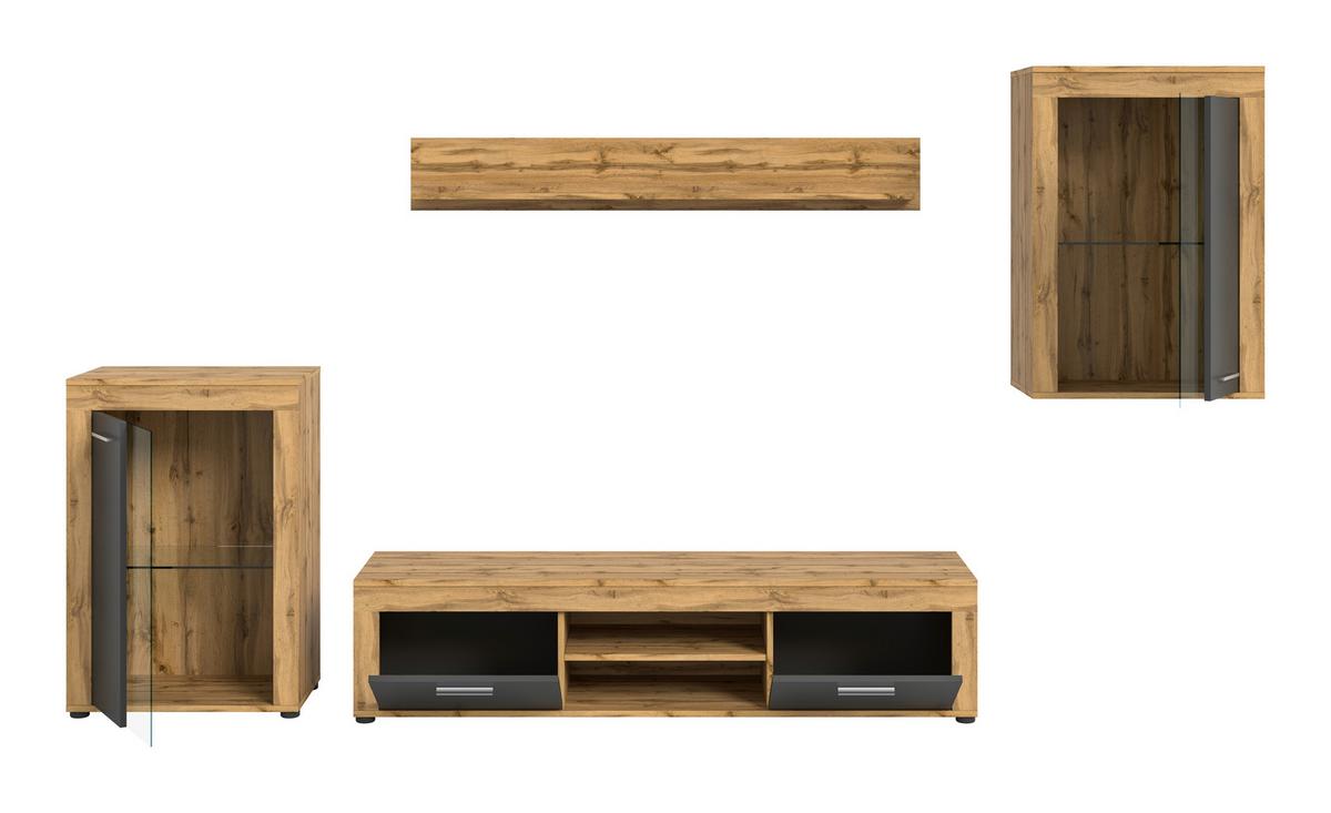 ANSAMBLU MOBILIER CAMERA DE Z JAM - stejar Wotan, Design, sticlă/material pe bază de lemn (310/169/35cm) - Modern Living