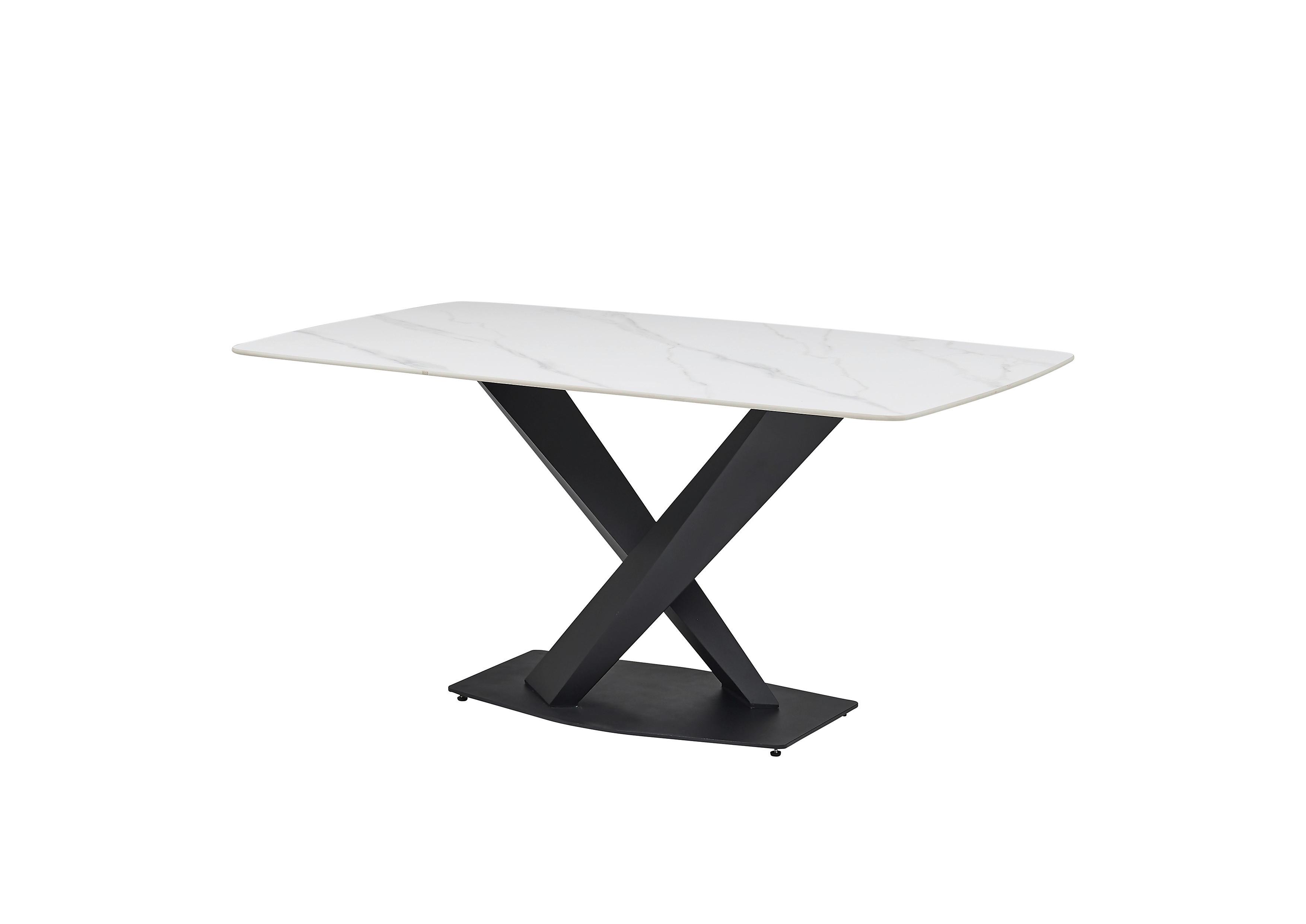Jedilna Miza Ventura, Videz Marmorja, 180x90 - črna/bela, Moderno, kovina/keramika (180/75/90cm) - MID.YOU
