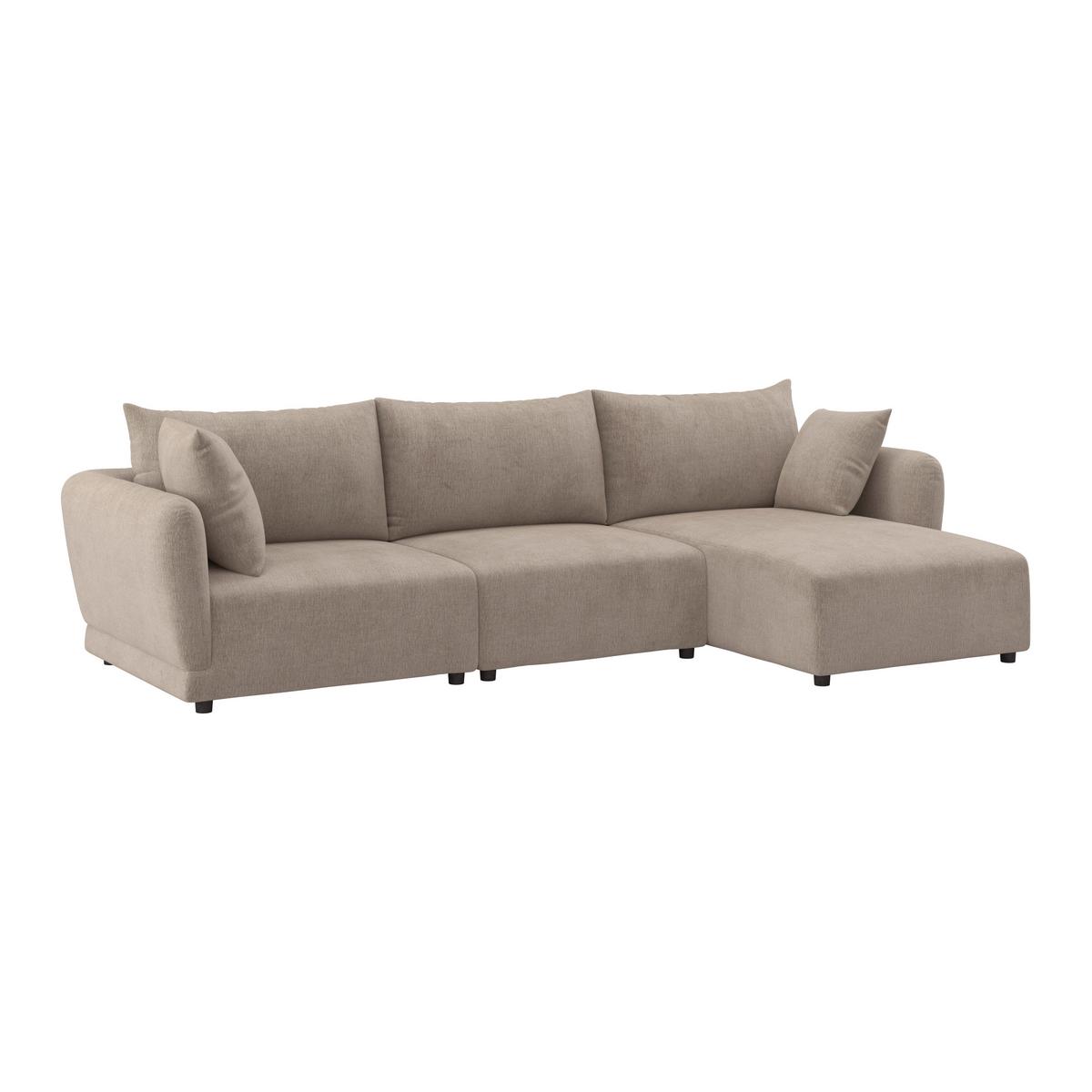 Sedežna Garnitura Nicole, Sivobež - sivobež/črna, Moderno, umetna masa/tekstil (306/87/162cm) - Bessagi Home