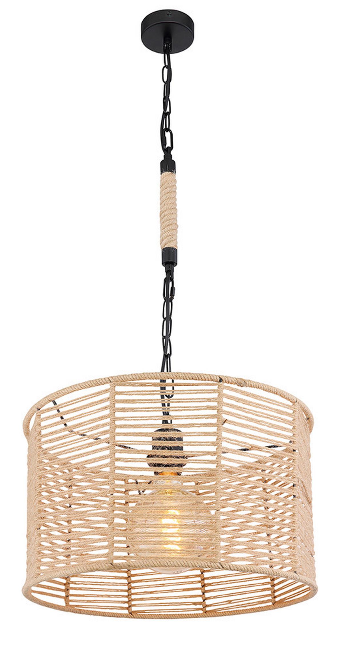 Viseča Svetilka 15672h1 Halia - črna/rjava, Natur, kovina/naravni materiali (40/120cm) - Globo
