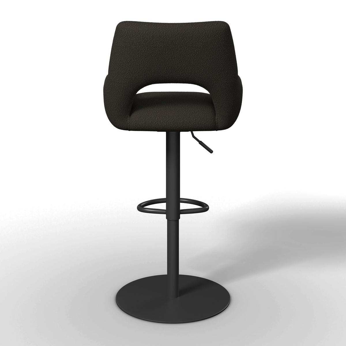 Barhocker Tami Dunkelbraun Struktur Gepolstert - Dunkelbraun/Schwarz, MODERN, Holz/Textil (46/82-102/51cm) - Bessagi Home