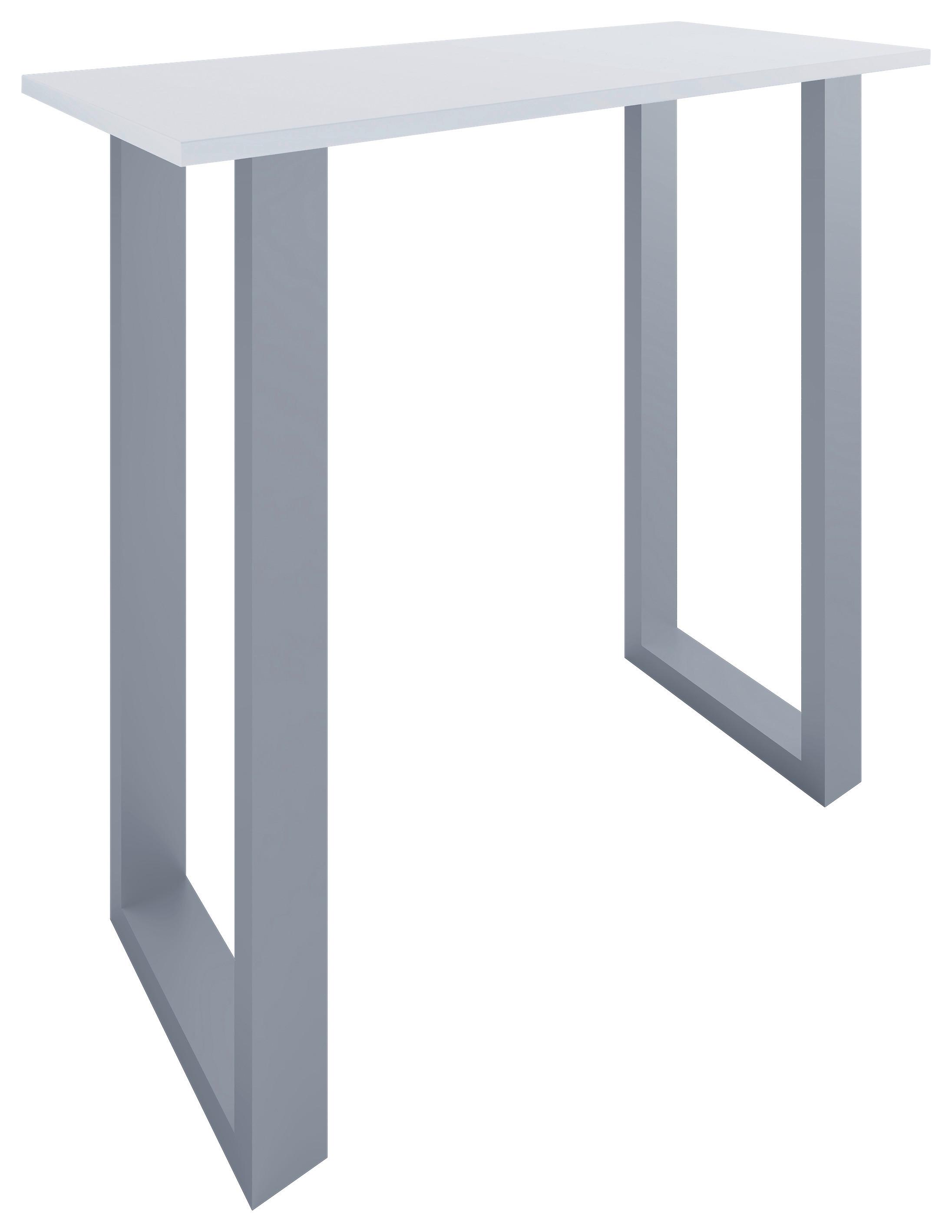 Bartisch XONA Silber/Weiß ca. 110x102x50 cm - Silberfarben/Weiß, KONVENTIONELL, Holzwerkstoff/Metall (110/102/50cm)