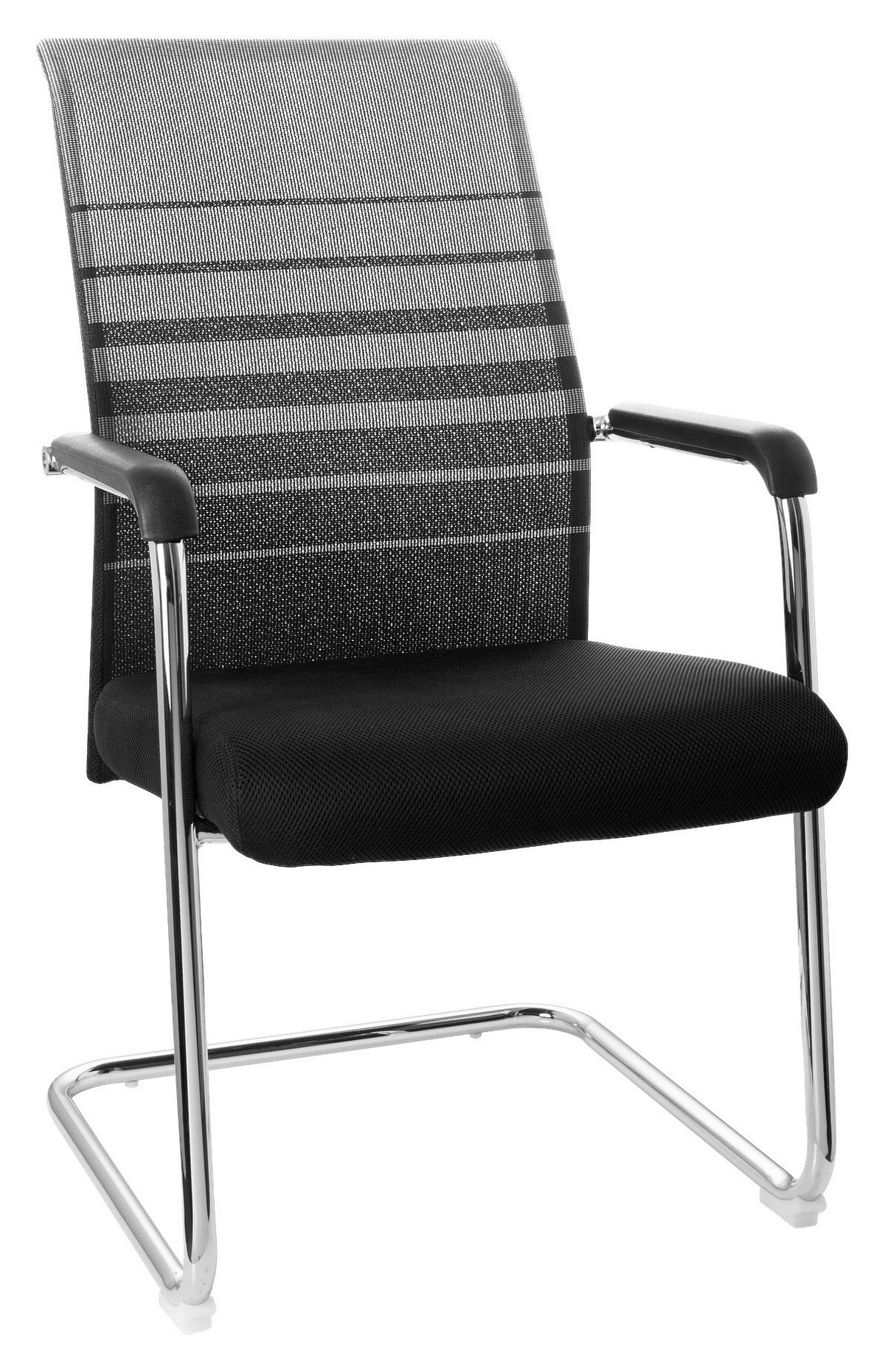 Konferenčni Stol Falcone V, Črna, Siva - barve kroma/siva, Moderno, kovina/tekstil (57/104/55cm) - MID.YOU