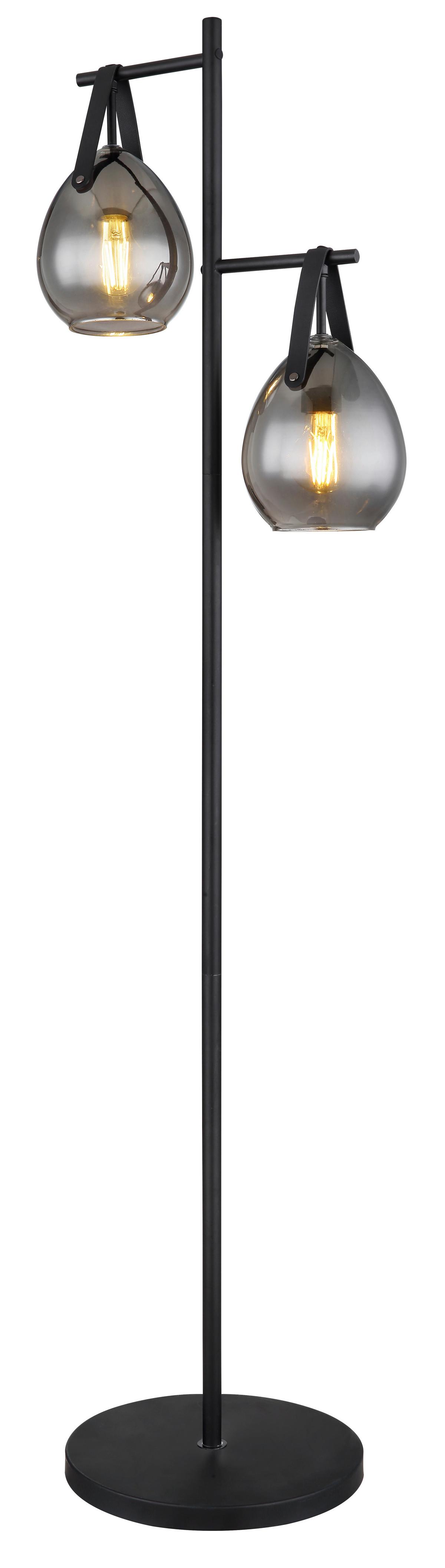 Stehleuchte Dorothea in Schwarz max. 60 Watt - Schwarz, Design, Glas/Metall (39/30/143cm) - Globo