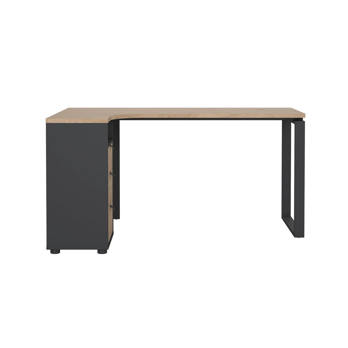 Kotna Pisalna Miza Sign, Siva, Barva Hrasta - siva/barve hrasta, Moderno, kovina/leseni material (150/99,6/75,6cm) - MID.YOU