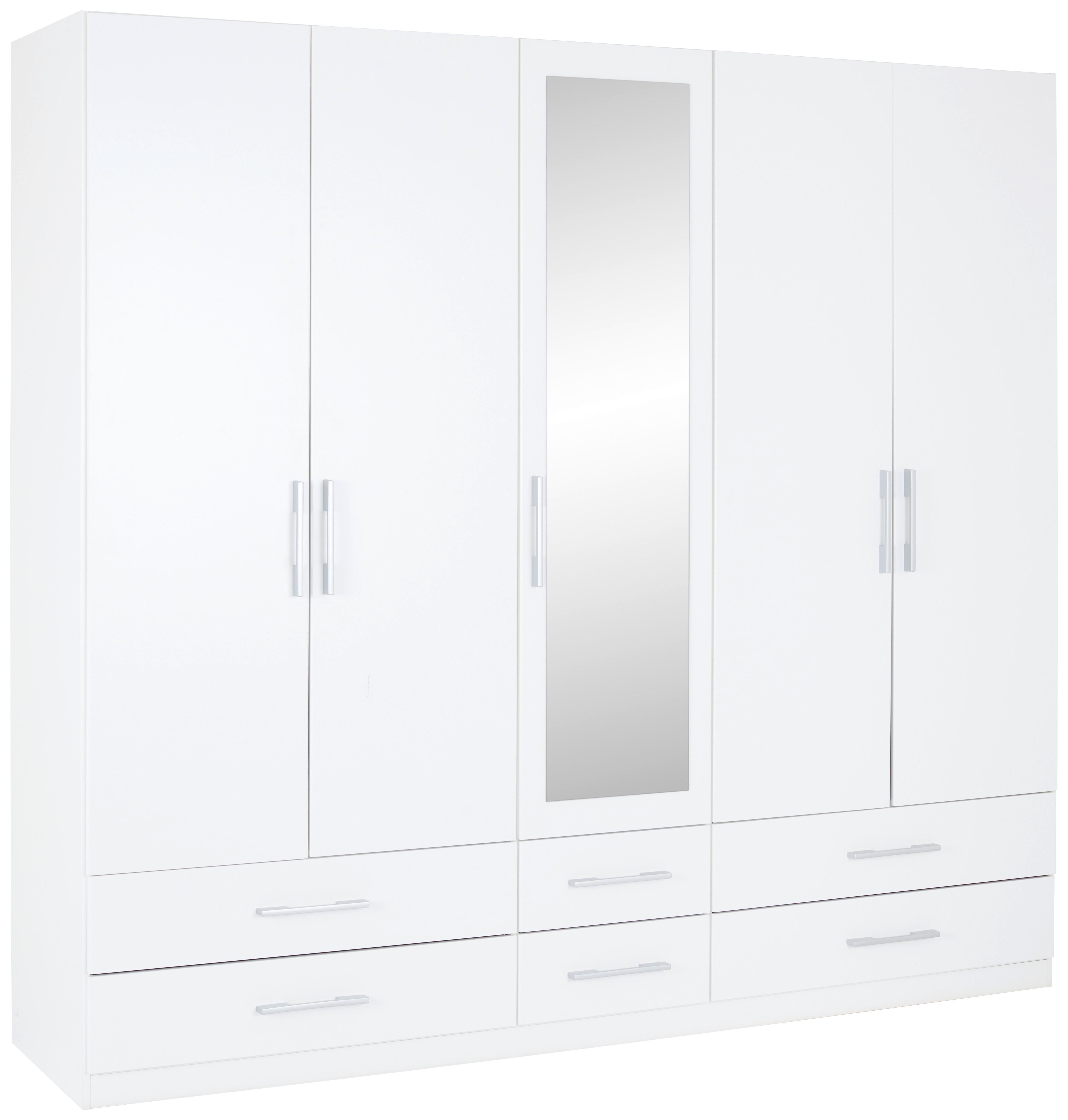 Șifonier HERFORD - alb, Modern, sticlă/material pe bază de lemn (226/210/54cm)