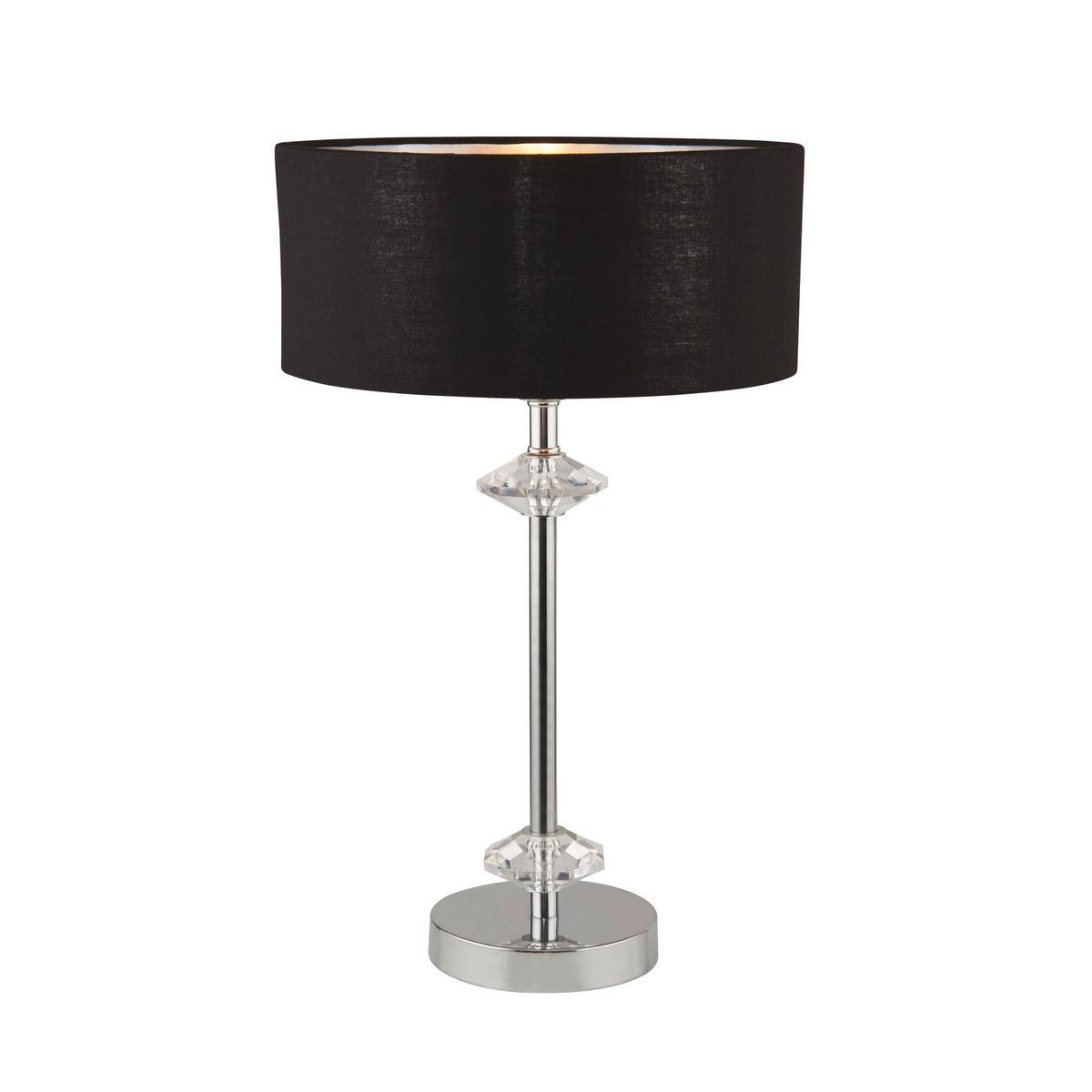 Asztali Lámpa Eu7651cc - krómszínű/fekete, Design, műanyag/bőr (46/28cm)