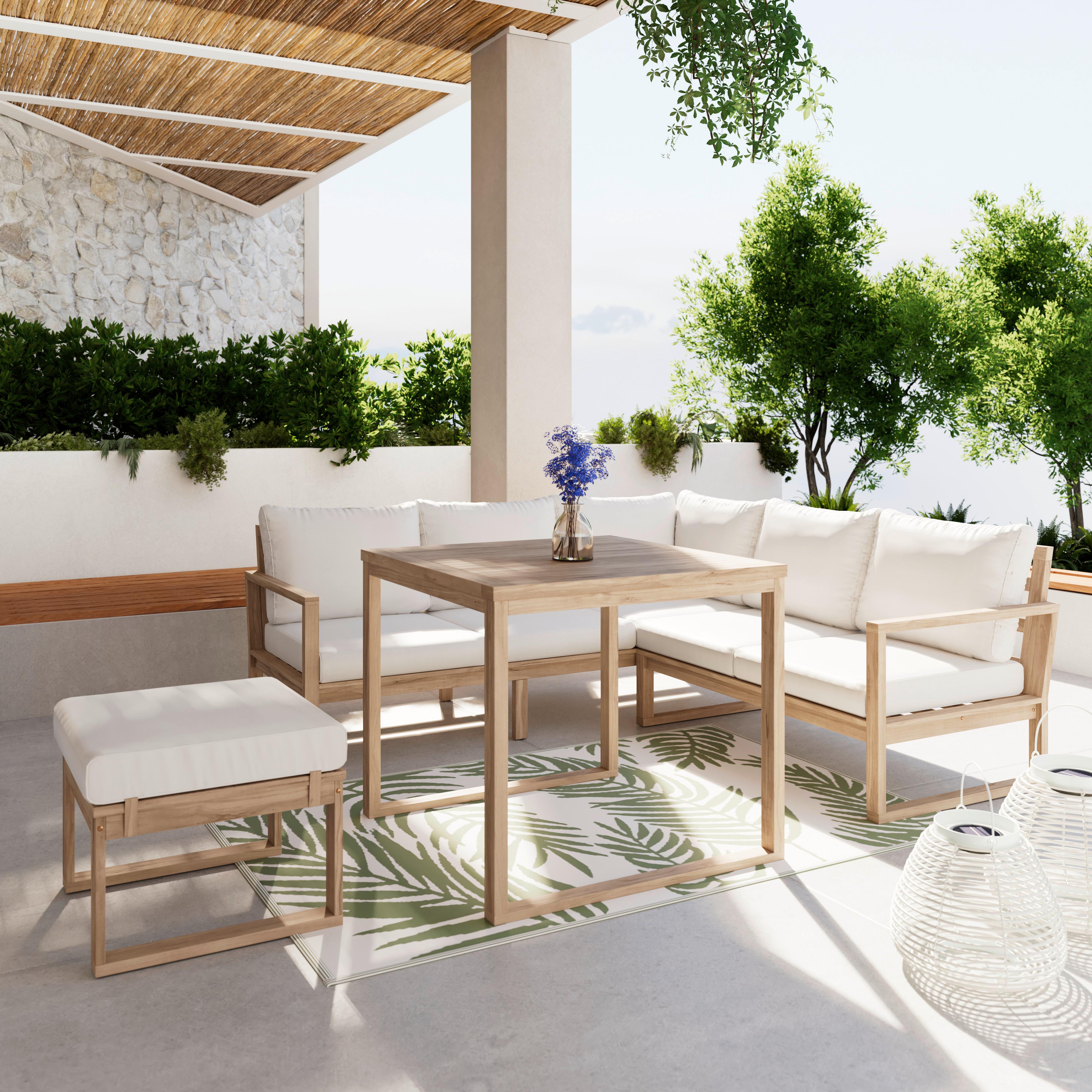 Dining-Loungeset Anouk Creme Holz/Outdoorstoff - Creme/Grauweiß, MODERN, Holz/Textil (194/67/71cm) - Bessagi Garden