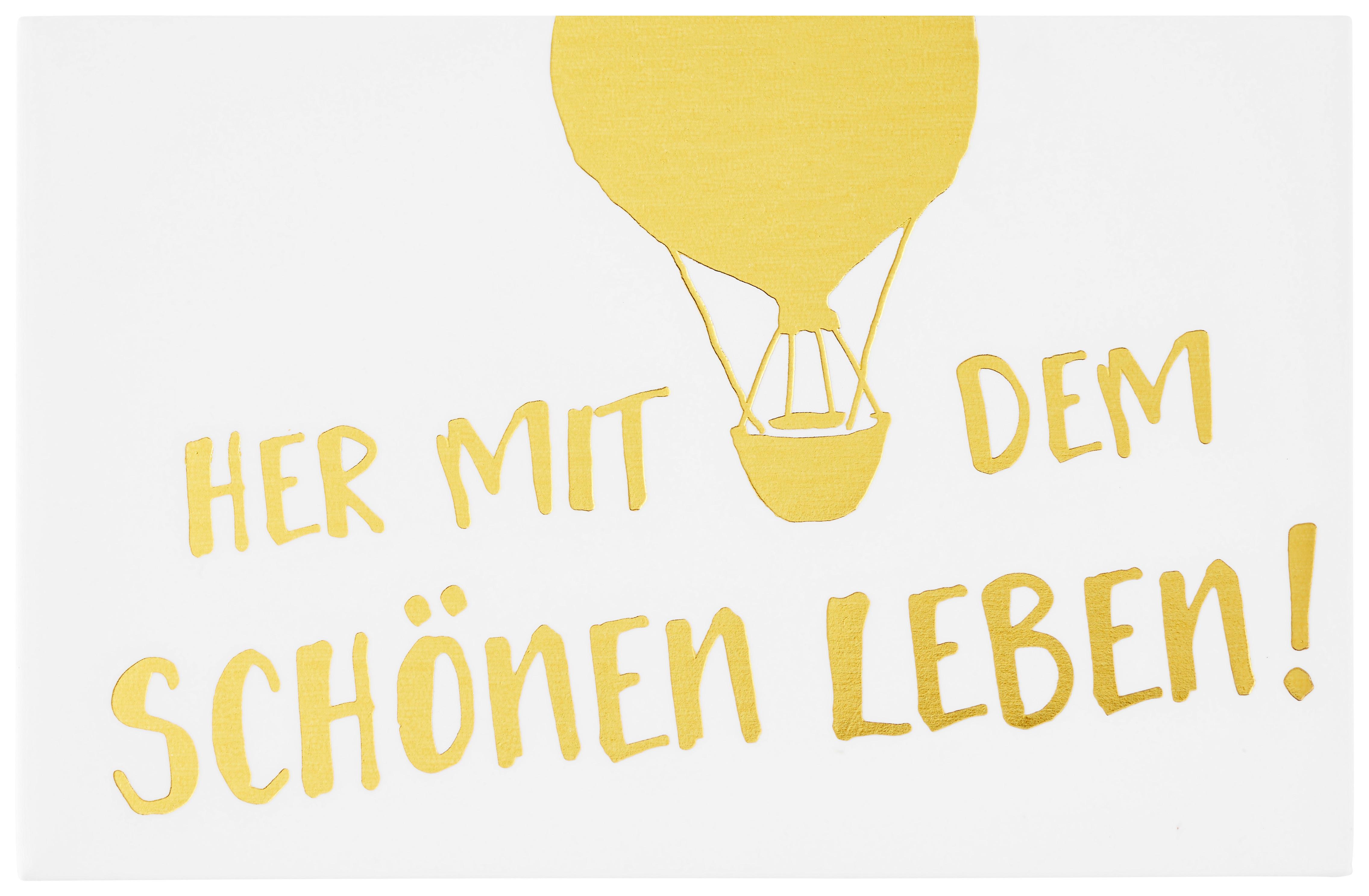 KÜHLSCHRANKMAGNET GOLD - Goldfarben/Weiß, MODERN, Metall (8,5/5,5cm)