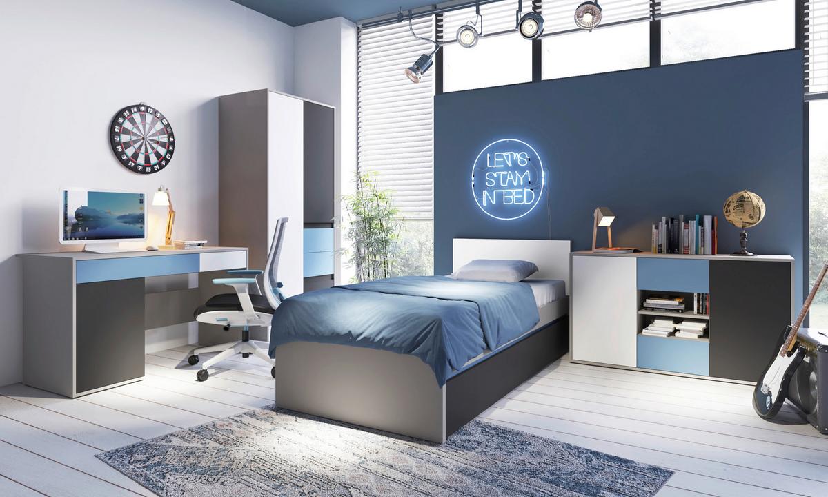 Zidna Polica Laser - siva, Moderno, drvni materijal (124,4/44,2/23cm) - Modern Living