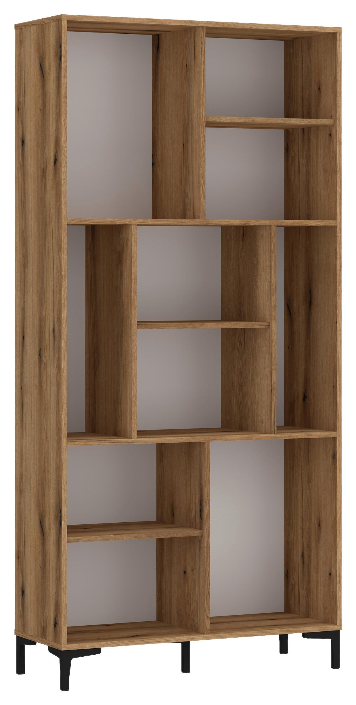 Etajeră RICKO - alb/culoare lemn stejar, Trend, material pe bază de lemn (91,5/198/40cm) - Modern Living