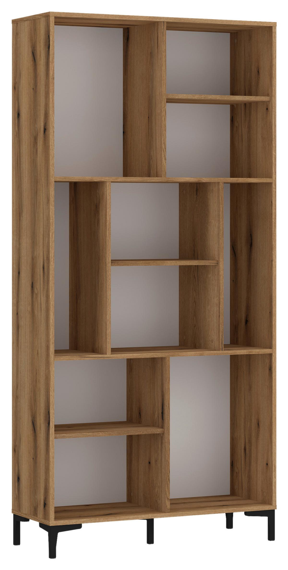 Etajeră RICKO - alb/culoare lemn stejar, Trend, material pe bază de lemn (91,5/198/40cm) - Modern Living