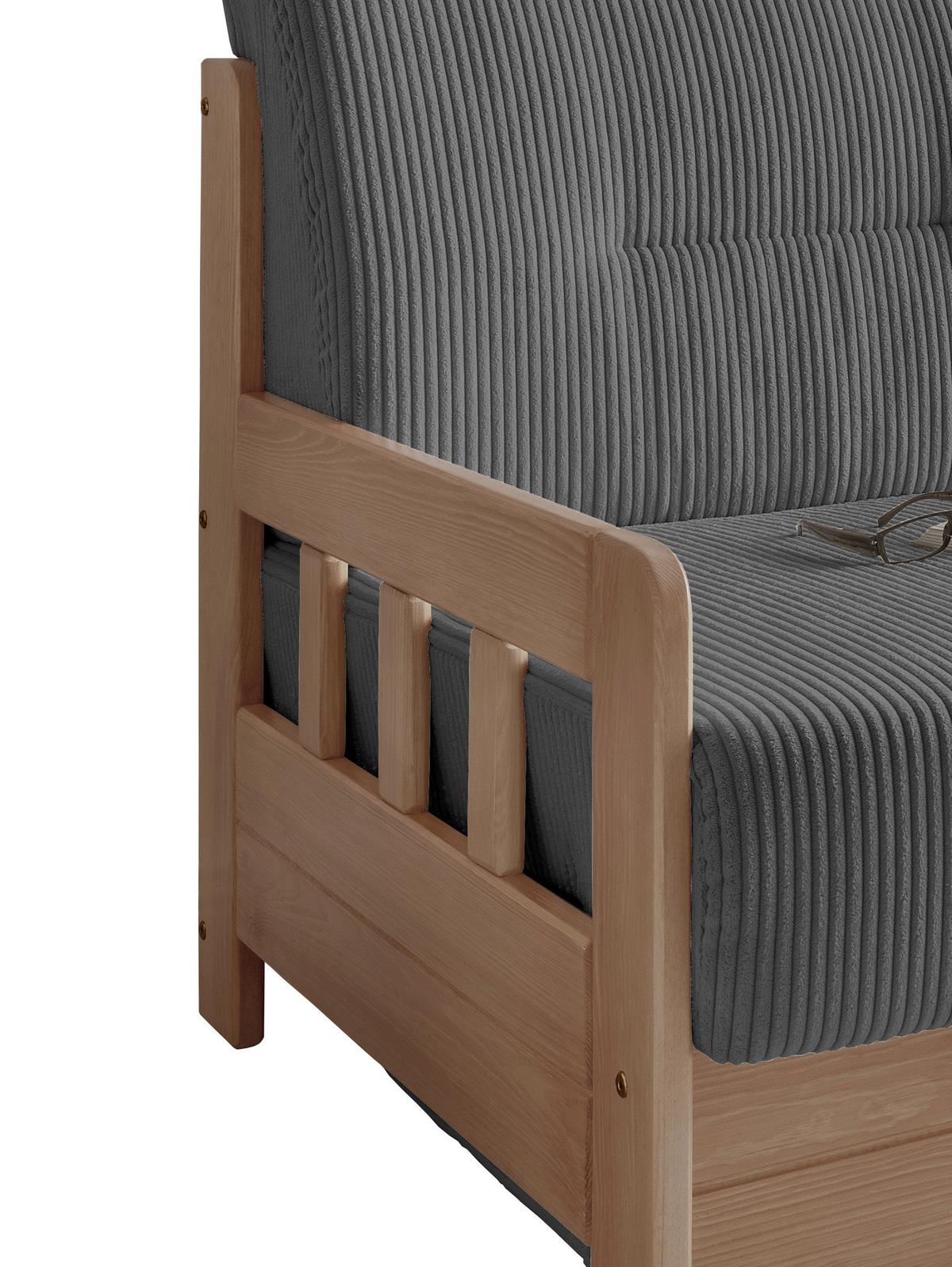Schlafsofa Camino Holzkorpus Grau/Natur - Naturfarben/Grau, MODERN, Holz/Textil (154/88/90cm) - Livetastic