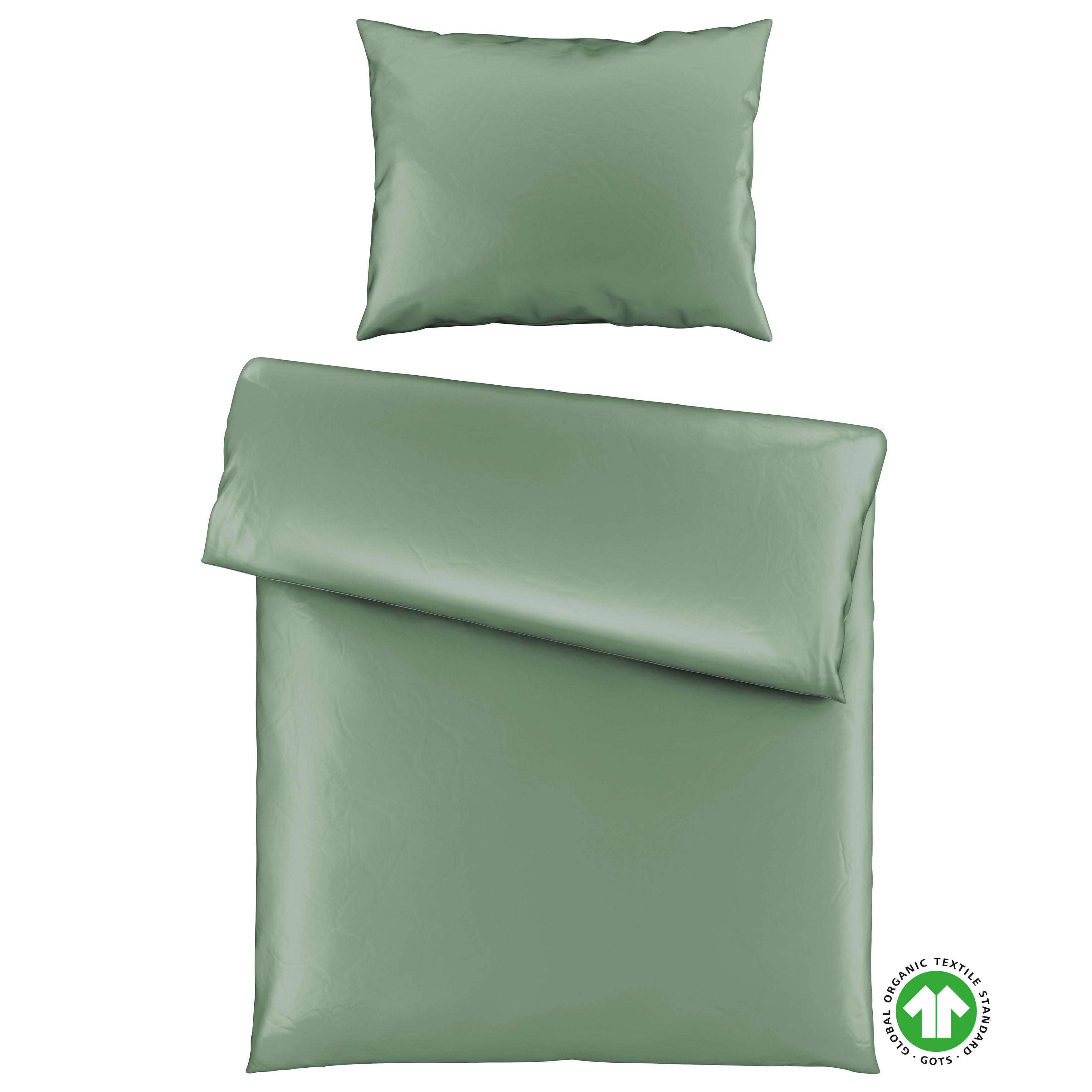 Bettwäsche Bio-Sophia Uni Salbeigrün ca. 140x200cm - Salbeigrün, Natur, Textil (140/200cm) - ecoTree