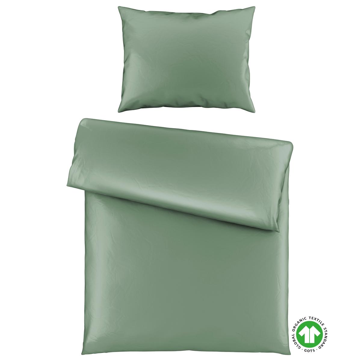 Bettwäsche Bio-Sophia Uni Salbeigrün ca. 140x200cm - Salbeigrün, Natur, Textil (140/200cm) - ecoTree