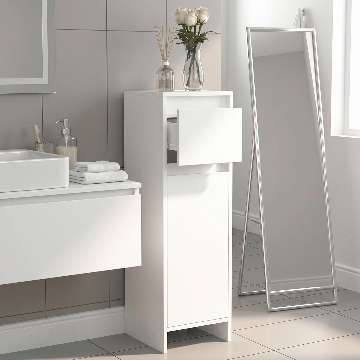 Highboard Malira ca. 30x95 cm Weiß - Weiß, MODERN, Holzwerkstoff (30/95/30cm) - MID.YOU