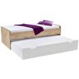 Pat Maxi - alb/culoare lemn stejar, Konventionell, compozit lemnos (207/58/95cm) Pat Maxi - alb/culoare lemn stejar, Konventionell, compozit lemnos (207/58/95cm)