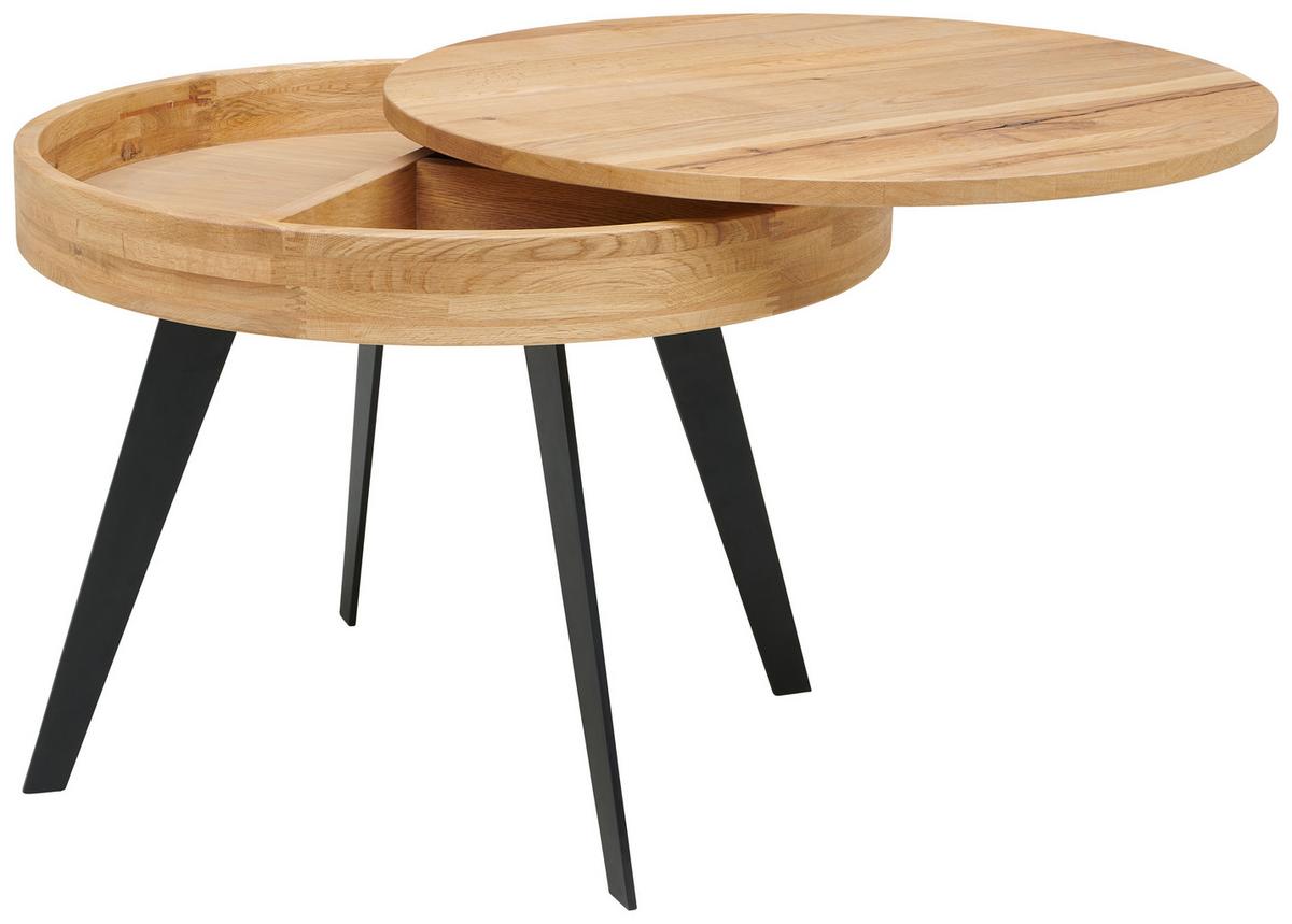 Klubska Miza Dallas, Barva Hrasta - črna/naravne barve, Moderno, kovina/leseni material (70/56cm) - Mömax