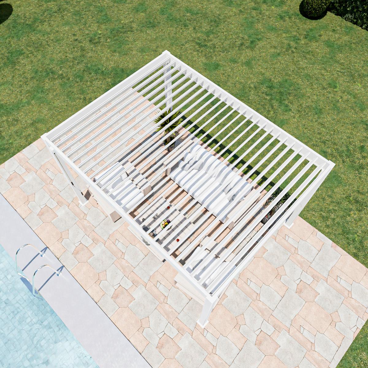 Pergola Superior, Bela, 3x4m - bela/visoki sijaj, Basics, kovina (300/255/400cm) - Gardenson