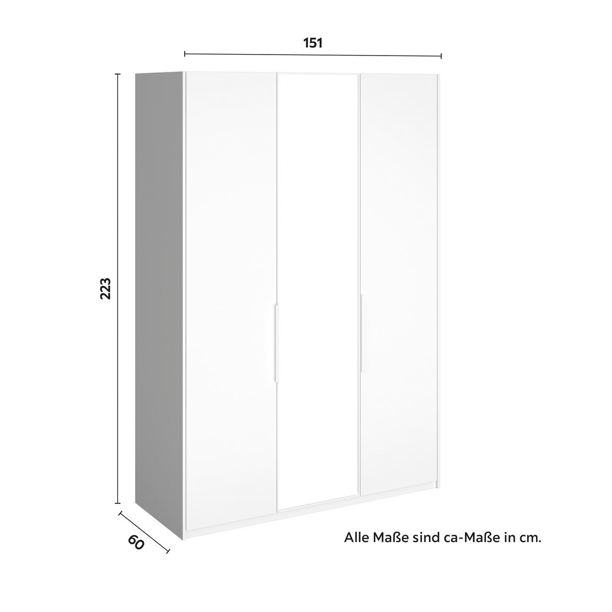 Drehtürenschrank Alex Weiß ca. 151x223x60 cm - Weiß, MODERN, Glas/Holzwerkstoff (151/223/60cm) - Bessagi Home