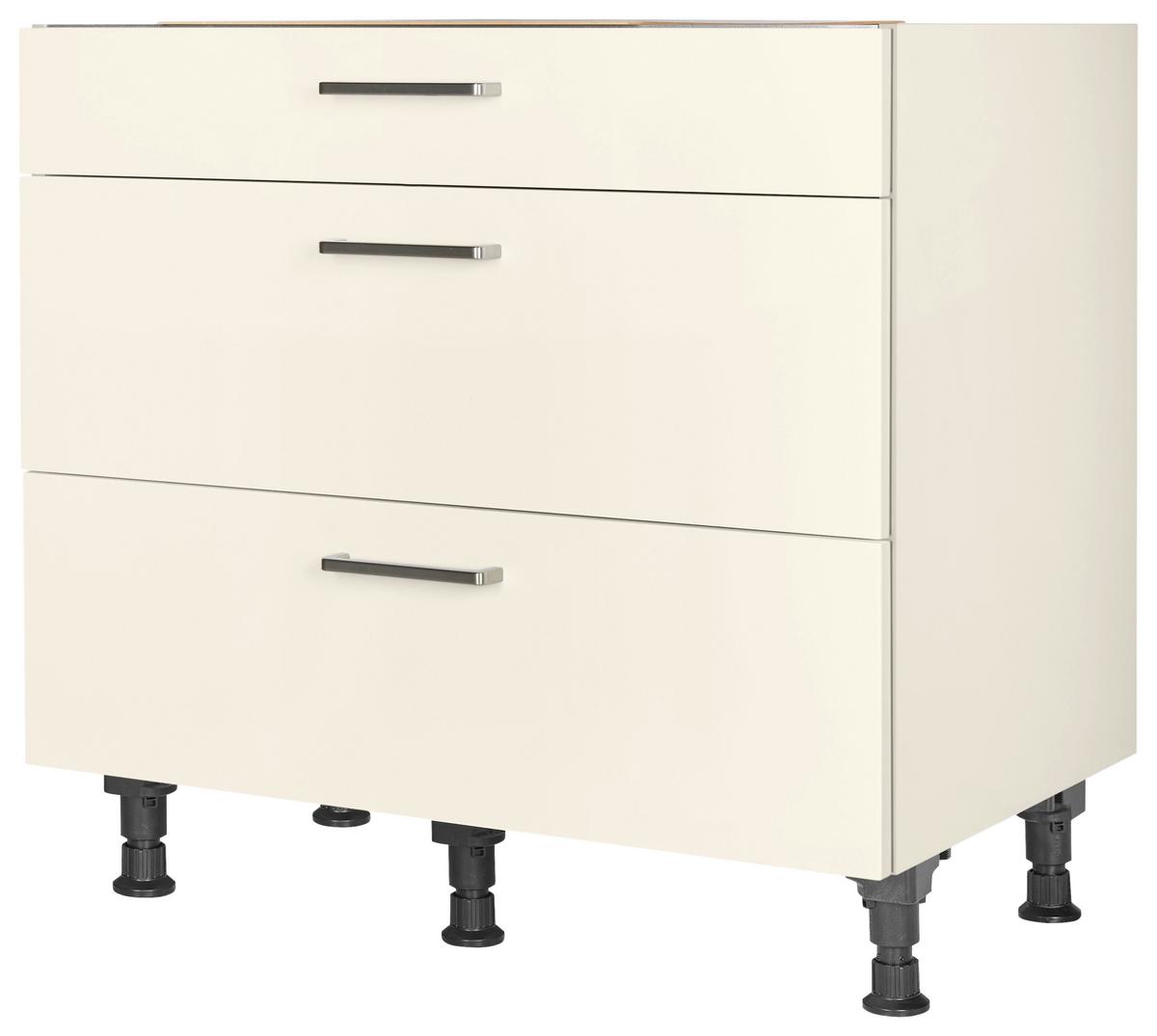 Kochfeldumbauschrank Touch Magnolie - Edelstahlfarben/Magnolie, MODERN, Holzwerkstoff/Metall (90/87/56cm) - Nobilia