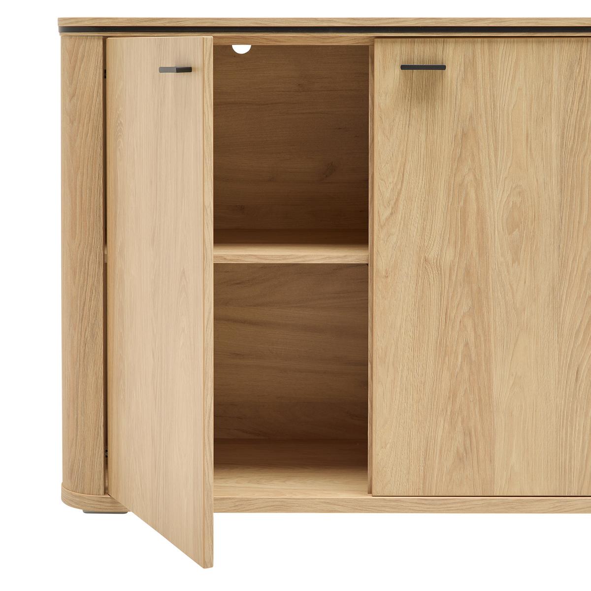 Sideboard Lagos Eichefarben - Eichefarben/Anthrazit, Modern, Glas/Holzwerkstoff (210,2/87,5/42,5cm) - Premium Living