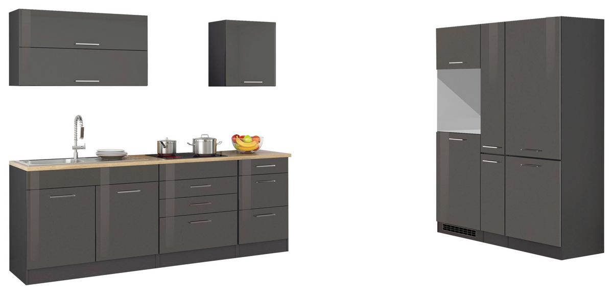 Küchenleerblock Mailand o. Geräte Graphitfarben - Silberfarben/Graphitfarben, MODERN, Holzwerkstoff/Metall (380cm) - Held