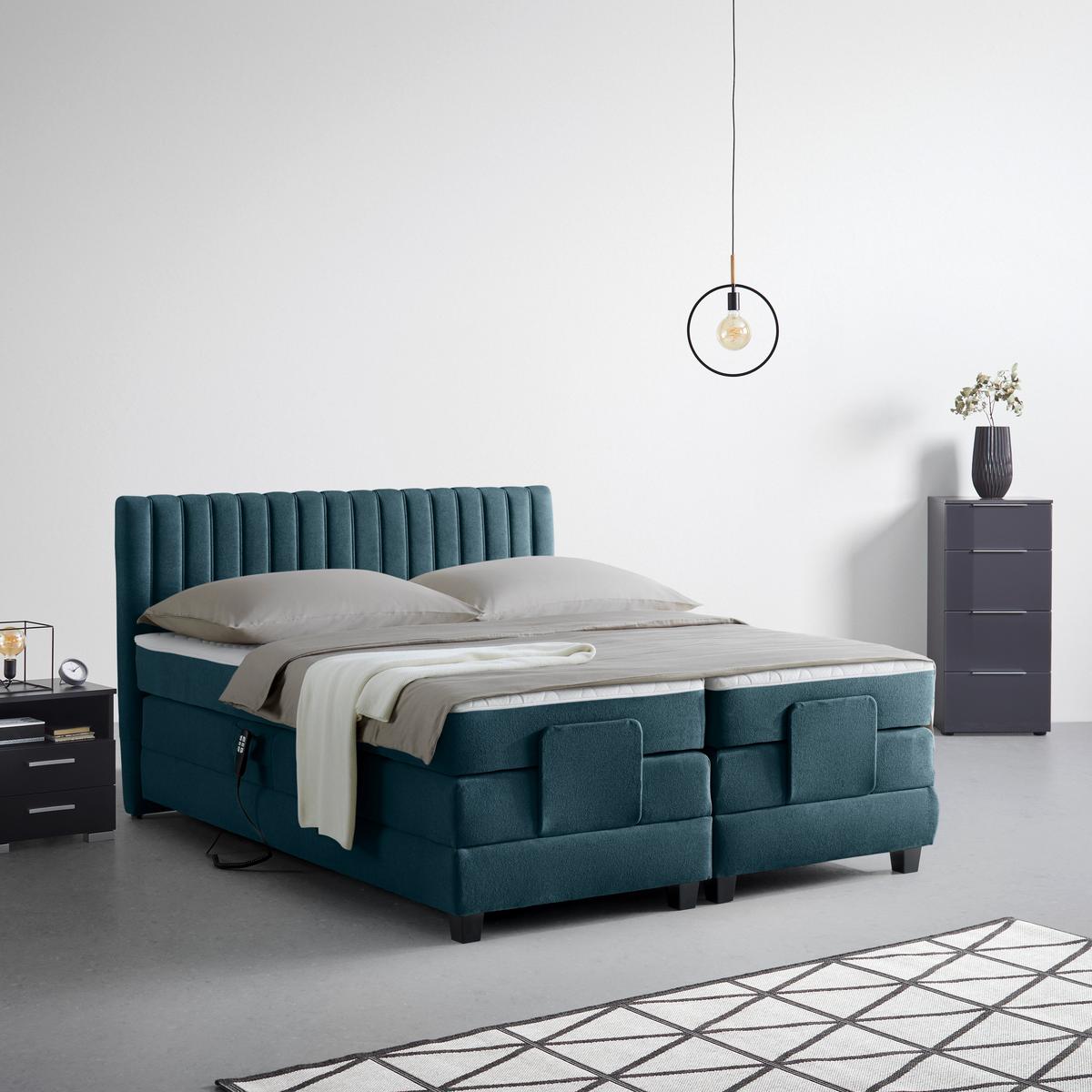 Boxspringbett Dixon Petrol ca. 180x200cm - Petrol/Schwarz, Konventionell, Holz/Holzwerkstoff (180/200cm) - Premium Living