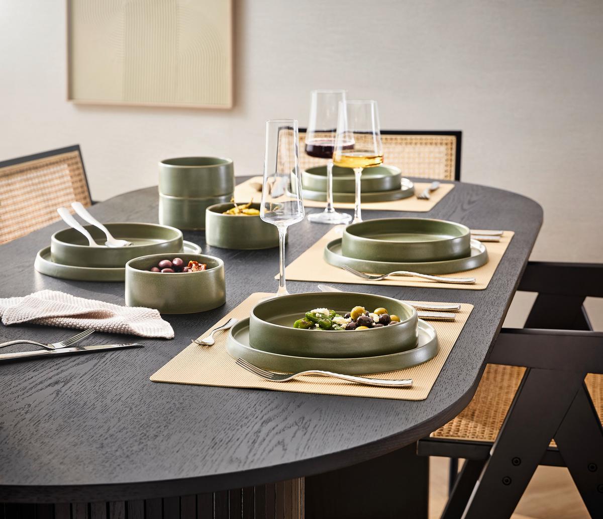 SERWIS OBIADOWO-ŚNIADANIOWY 20205 KYOTO - zielony, Trend, ceramika - Novel