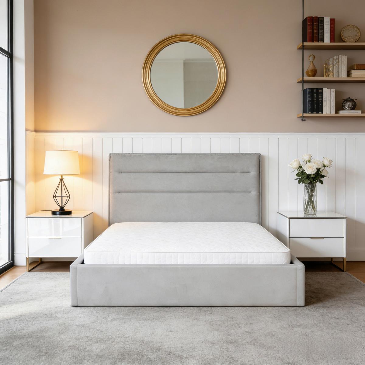 Polsterbett Sienna Hellgrau ca. 140x200cm - Hellgrau/Schwarz, LIFESTYLE, Holz/Kunststoff (140/200cm) - Based