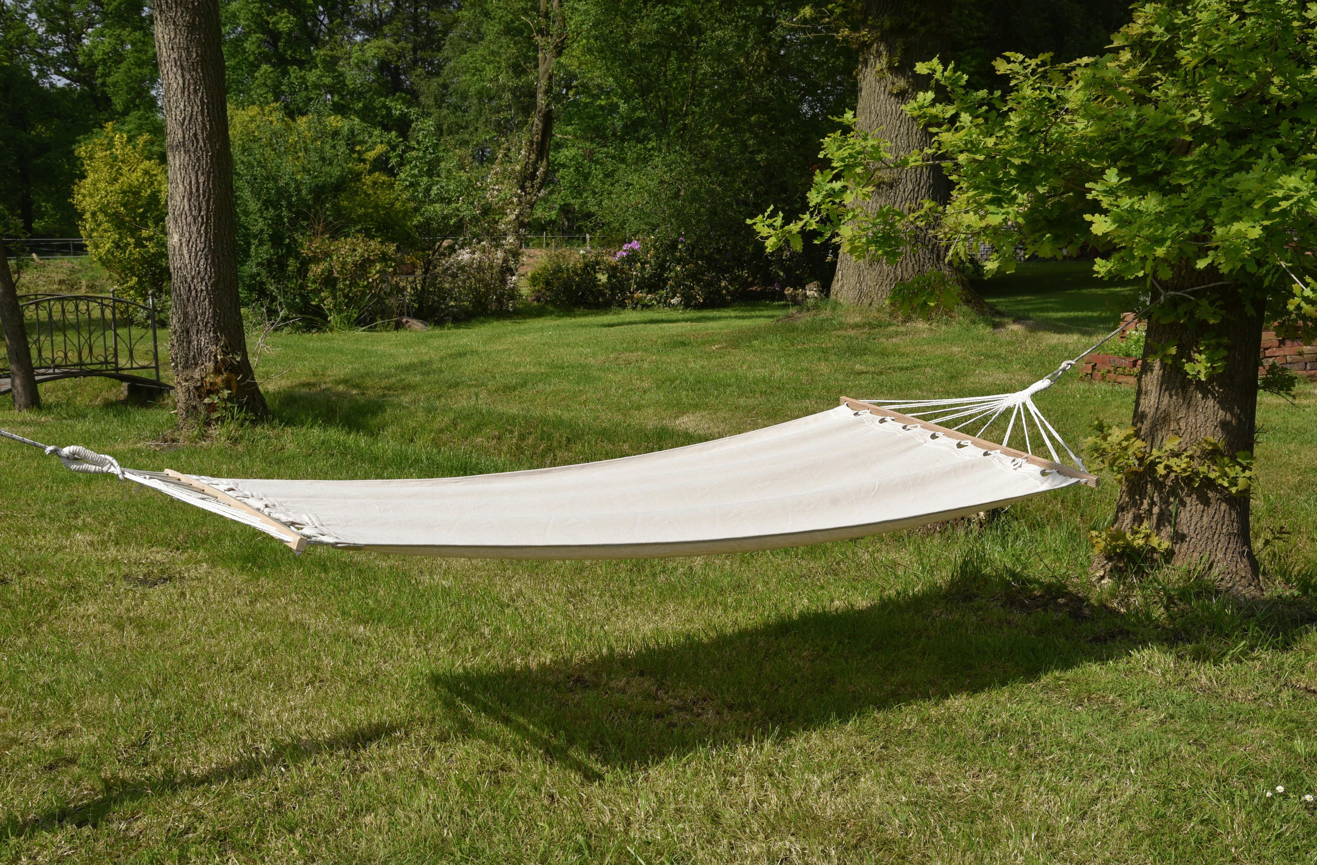 Hängematte Hawaii ca. 100x280 cm Creme - Beige/Creme, Basics, Holz/Kunststoff (100/0,6/280cm) - Gardenson