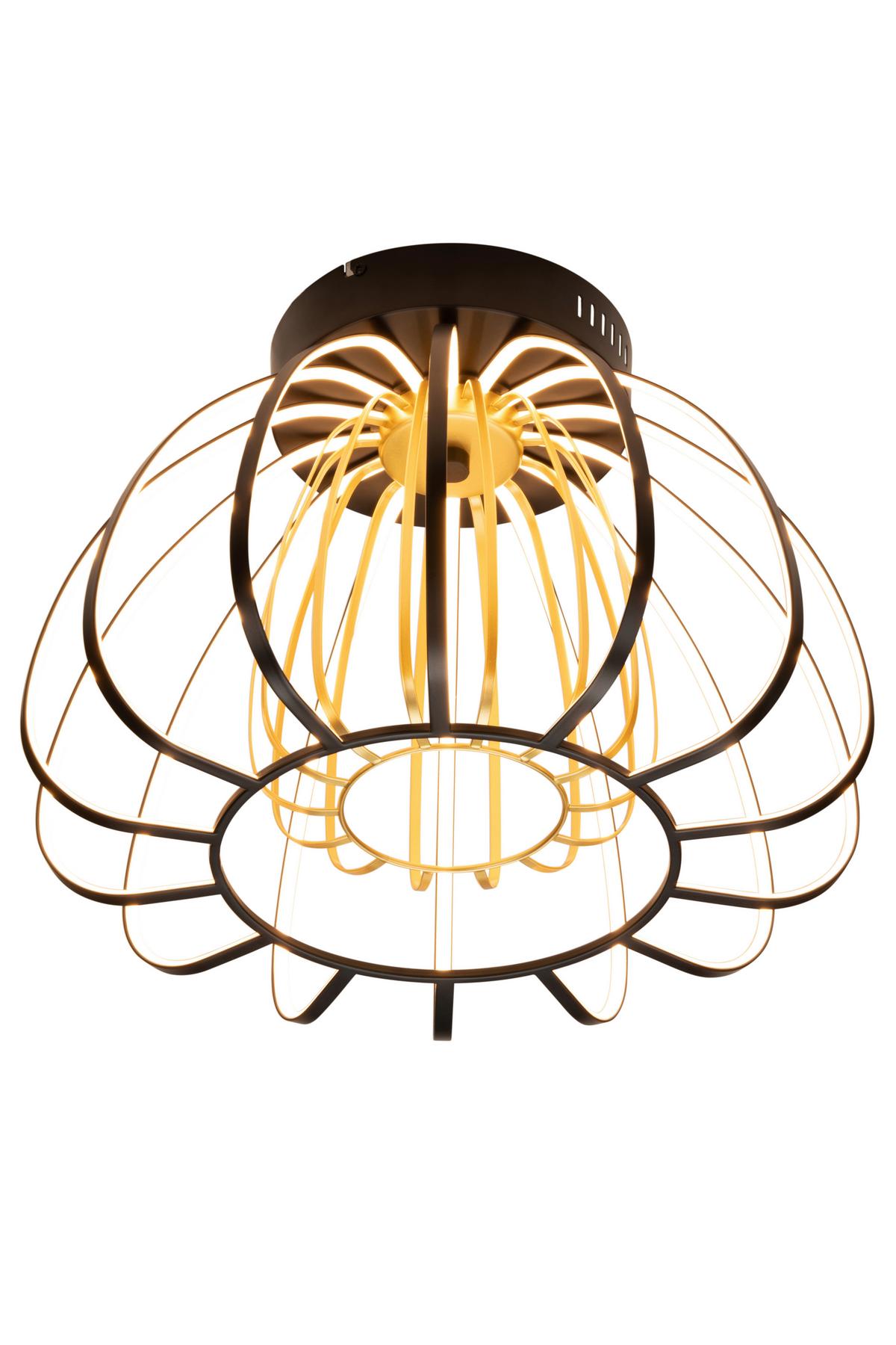LAMPA SUFITOWA LED ONTARIO *SBN* - czarny/kolor złoty, Design, tworzywo sztuczne/metal (44,5/33cm) - Novel