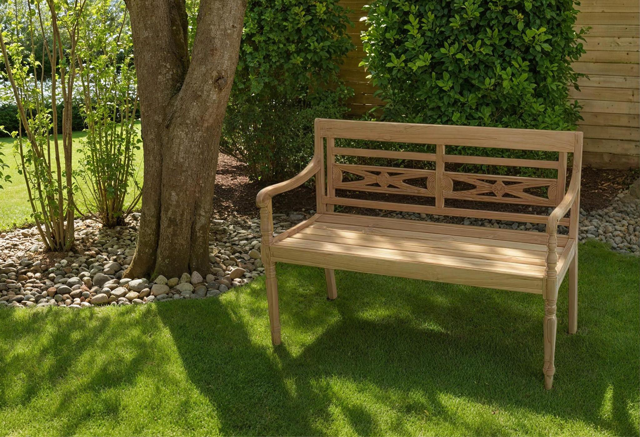 Gartenbank Echtholz Teak 2-Sitzer Sumatra - Naturfarben, Basics, Holz (120/86/55cm) - Gardenson