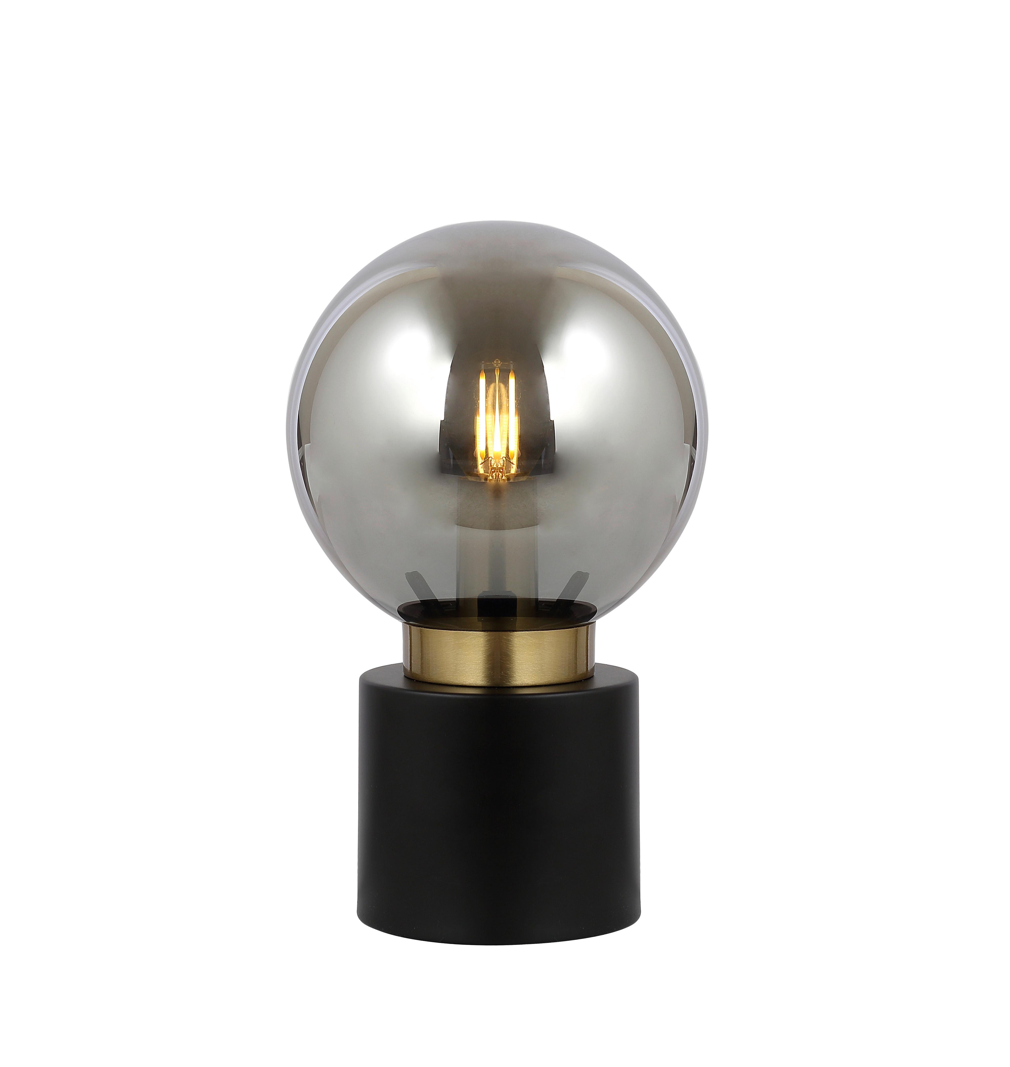 Tischleuchte Marka in Schwarz/Messing max. 25Watt - Messingfarben/Schwarz, Design, Glas/Metall (15/24,5cm) - Globo