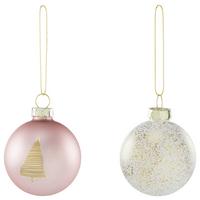Christbaumkugel Noella in diversen Designs - Pink/Weiß, Glas/Metall (6cm) - Modern Living