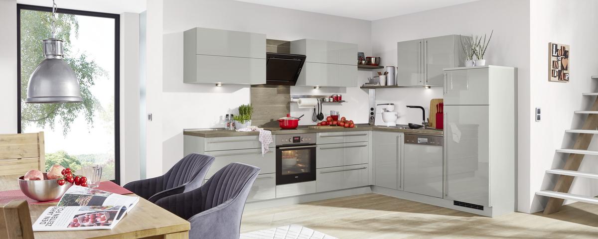 Eckküche Nolte Lux Grau - Grau, MODERN (235/305cm) - Nolte Küchen