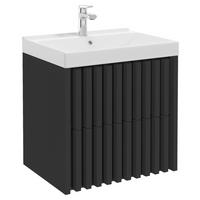 Bază cu lavoar Nero - alb/negru, Modern, ceramică/material pe bază de lemn (61cm) - Welnova