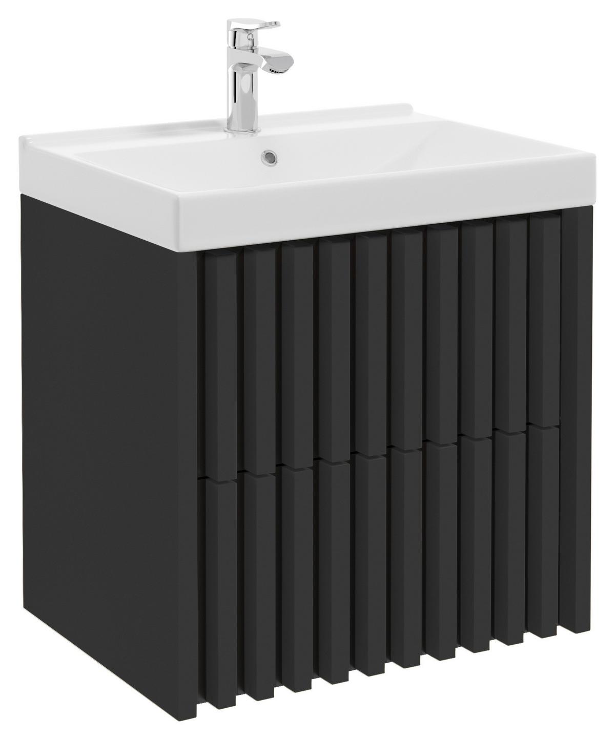 Bază cu lavoar Nero - alb/negru, Modern, ceramică/material pe bază de lemn (61cm) - Welnova